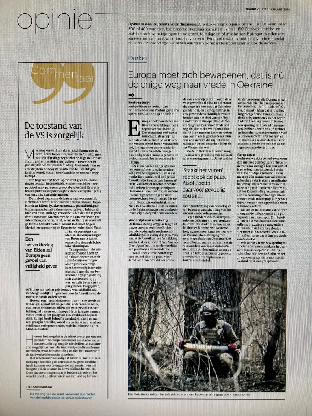 Afbeelding bij ‘Vanochtend mijn artikel  in Trouw’